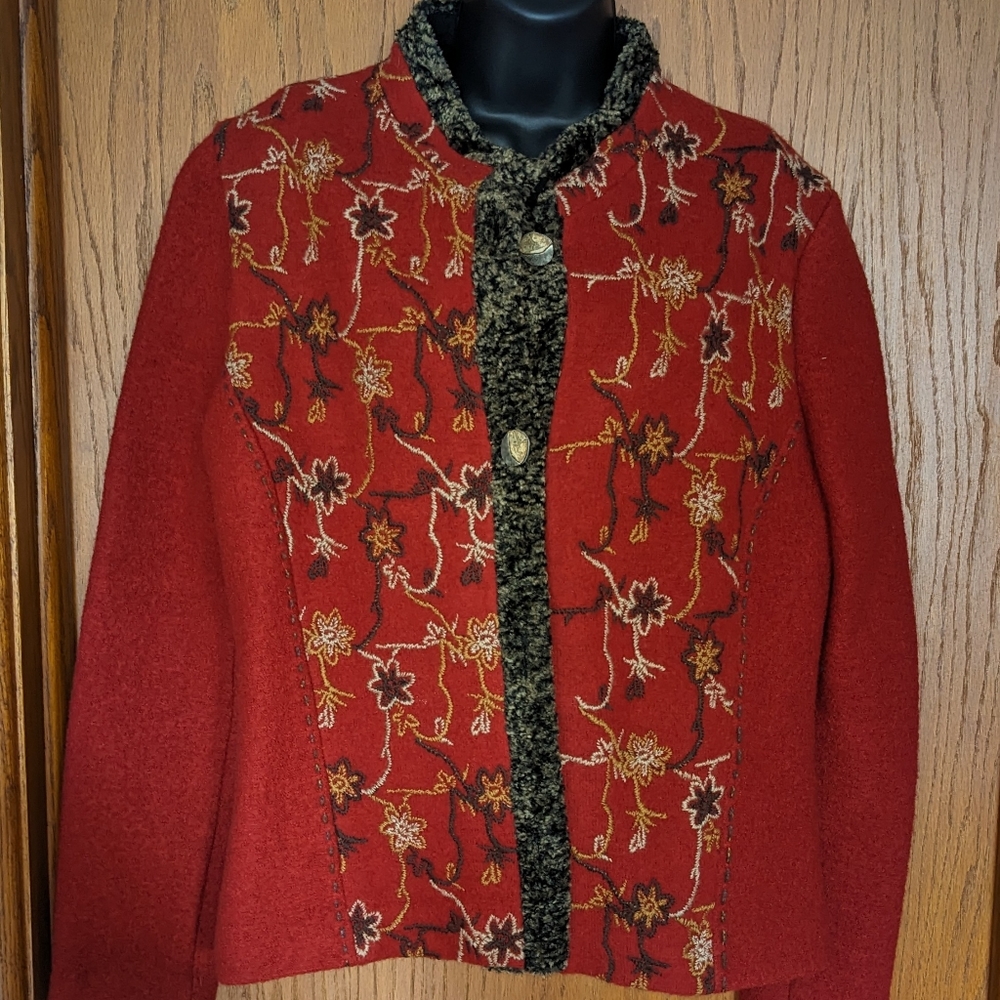 Canvasback Wool Blazer Jacket Embroidered Winter Career Casual‎ Made In USA XL